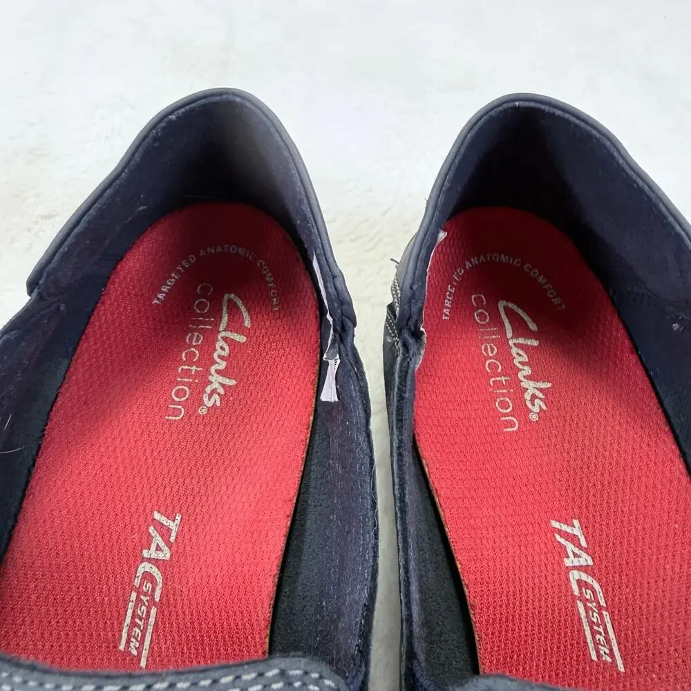Clarks Gorwin Step Slip On Loafers Mens Navy Blue Casual Comfort Shoes Size 8